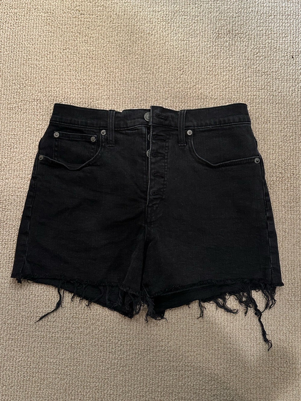 Madewell Black High-Rise Denim Shorts